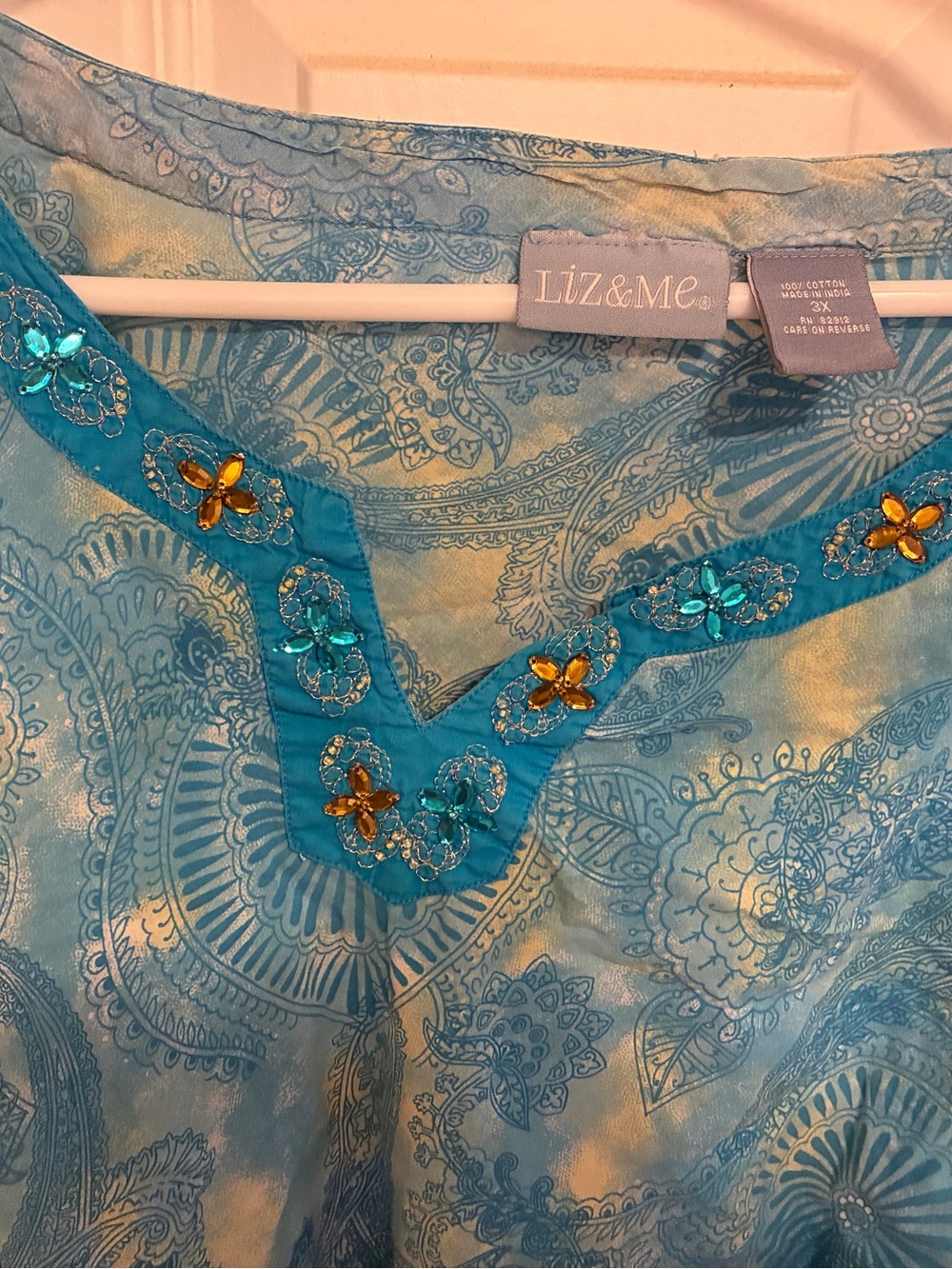 Liz & Me Light Blue Embellished V-Neck Tunic - Picture 5 of 5